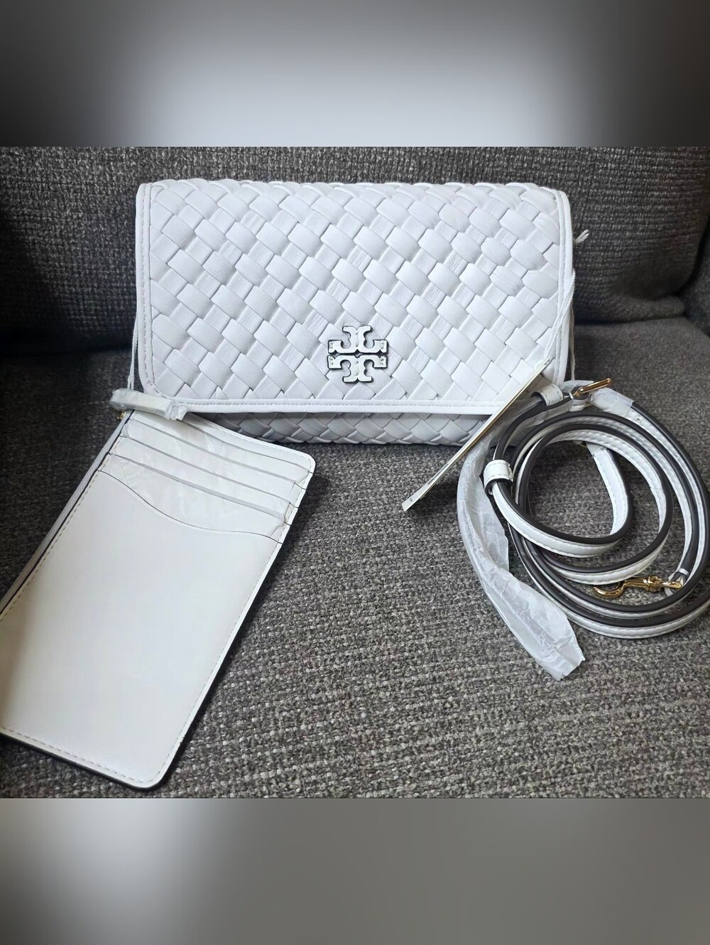 Tory Burch Woven Flat Wallet Crossbody